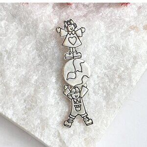 Sterling Silver "Save the Children" Vintage EFS Signed Taxco Mexican Brooch